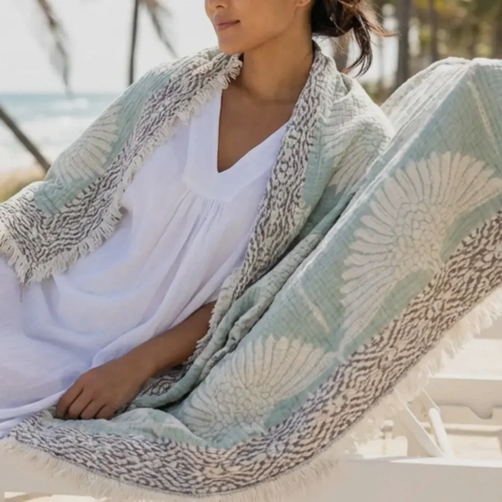 Flock Birds in Flight Cranes Throw Blanket 55x77 Luxury 100% Turkish Cotton NAVY - Picture 16 of 16